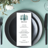 Waterverf Green Pine Spruce Trees Wedding MENU