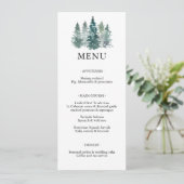 Waterverf Green Pine Spruce Trees Wedding MENU (Staand voorkant)