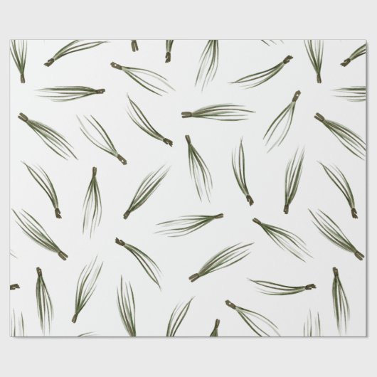 Waterverf Green Pine Tree Kerstmis Cadeaupapier (Vlak)