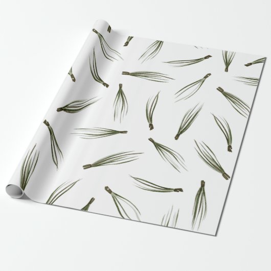 Waterverf Green Pine Tree Kerstmis Cadeaupapier (Uitgerold)