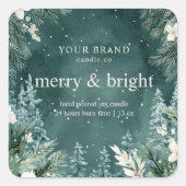 waterverf Green Pine Tree Vierkante Sticker (Voorkant)