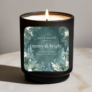 waterverf Green Pine Tree Vierkante Sticker