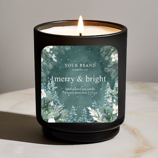 waterverf Green Pine Tree Vierkante Sticker