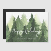 Waterverf Green Pine Trees Business Happy Holiday (Voorkant / Achterkant)