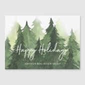 Waterverf Green Pine Trees Business Happy Holiday (Voorkant)