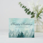 Waterverf Green Pine Trees | Vakantiegroet Briefkaart (Staand voorkant)