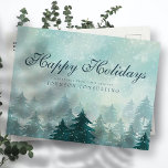 Waterverf Green Pine Trees | Vakantiegroet Briefkaart<br><div class="desc">Uw zakelijke logo kan hier worden toegevoegd: http://www.zazzle.com/selectpartysupplies</div>