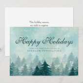 Waterverf Green Pine Trees | Vakantiegroet Feestdagenkaart (Voorkant / Achterkant)