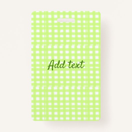 Waterverf Green Plaid Ginham Gepersonaliseerde Voe Badge (Voorkant)