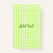 Waterverf Green Plaid Ginham Gepersonaliseerde Voe Badge (Achterkant)