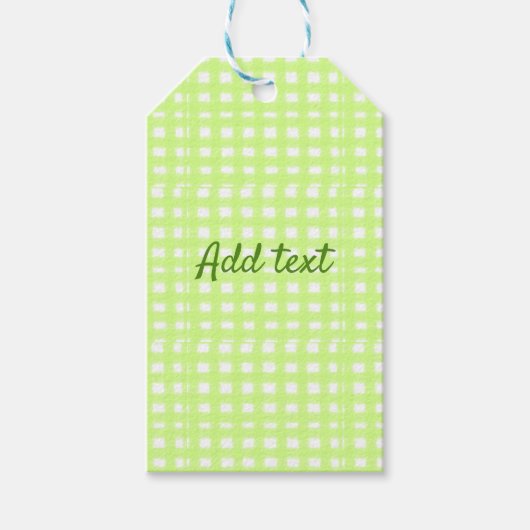 Waterverf Green Plaid Ginham Gepersonaliseerde Voe Cadeaulabel (Voorkant)