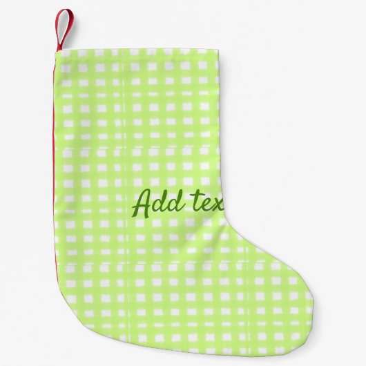Waterverf Green Plaid Ginham Gepersonaliseerde Voe Kleine Kerstsok (Voorkant)