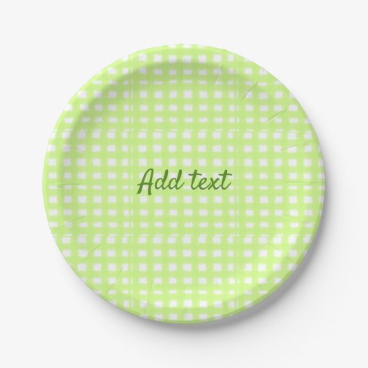 Waterverf Green Plaid Ginham Gepersonaliseerde Voe Papieren Bordje (Voorkant)