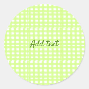 Waterverf Green Plaid Ginham Gepersonaliseerde Voe Ronde Sticker