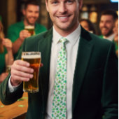 Waterverf Green Shamrock Clover St. Patrick's day Stropdas