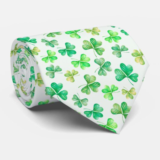 Waterverf Green Shamrock Clover St. Patrick's day Stropdas (Opgerold)