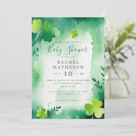 waterverf Green St Patricks Day baby shower Kaart (Staand voorkant)