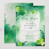 waterverf Green St Patricks Day baby shower Kaart (Voorkant / Achterkant)