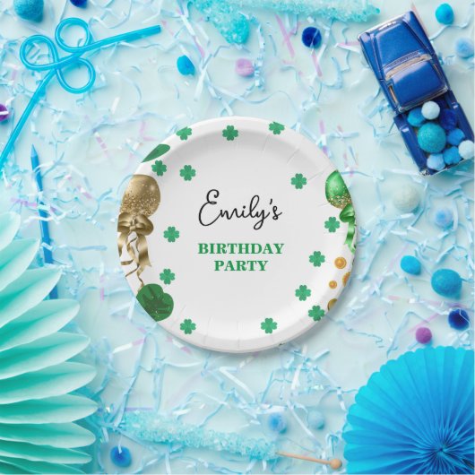 Waterverf Green St Patrick's Day Verjaardagsfeest Papieren Bordje (Feest)