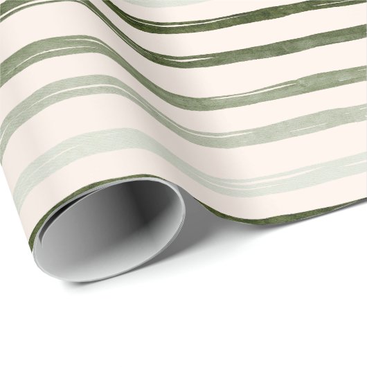Waterverf Green Stripe Wrapping Paper Cadeaupapier (Rol Hoek)