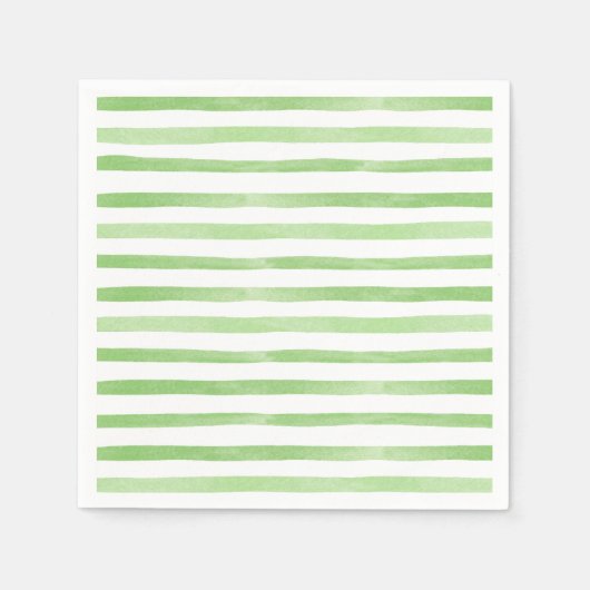 Waterverf Green Stripes Papier Servet (Voorkant)
