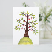 Waterverf Green Tree Wedding Reception Kaart (Staand voorkant)