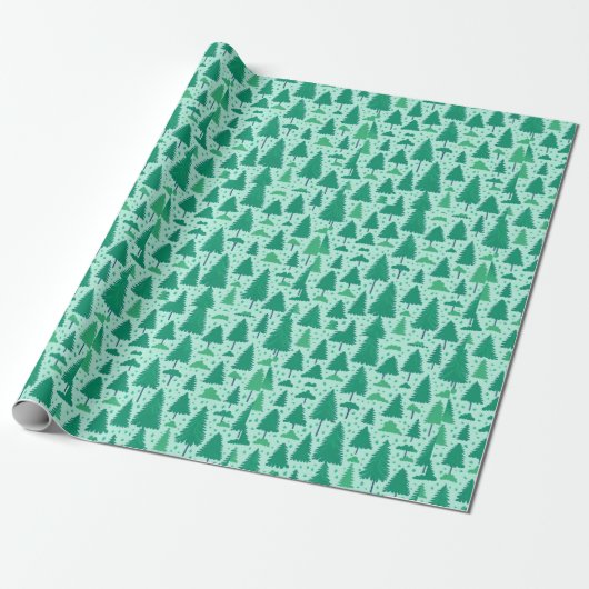 Waterverf Green Trees Pattern Cadeaupapier (Uitgerold)