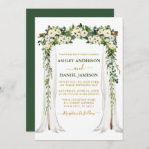 Waterverf Green White Floral Gold Wedding Canopy