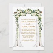 Waterverf Green White Floral Wedding Canopy Gold Kaart (Voorkant)