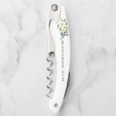 Waterverf Green White Floral Wedding Kurkentrekker (Voorkant)