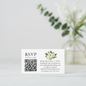 Waterverf Green White Floral Wedding QR RSVP Informatiekaartje (Staand voorkant)