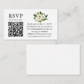 Waterverf Green White Floral Wedding QR RSVP Informatiekaartje (Voorkant / Achterkant)