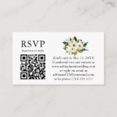 Waterverf Green White Floral Wedding QR RSVP Informatiekaartje (Voorkant)