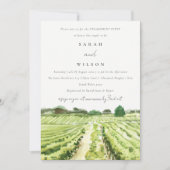 Waterverf Green Winery Vineyard Verloving Invite Bedankkaart (Voorkant)