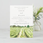 Waterverf Green Winery Vineyard Verloving Invite Bedankkaart (Staand voorkant)