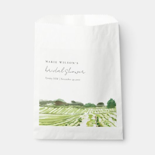 Waterverf Green Winery Vineyard Vrijgezellenfeest Bedankzakje (Voorkant)