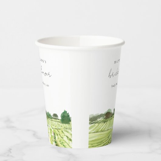 Waterverf Green Winery Vineyard Vrijgezellenfeest Papieren Bekers (Links)
