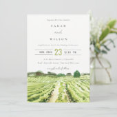 Waterverf Green Winery Vineyard Wedding Invite Bedankkaart (Staand voorkant)