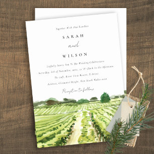 Waterverf Green Winery Vineyard Wedding Invite Bedankkaart