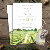 Waterverf Green Winery Vineyard Wedding Invite Bedankkaart