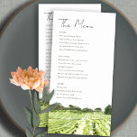 Waterverf Green Winery Vineyard Wedding Menu Card<br><div class="desc">Rustic Waterverf Winery Vineyard Theme Collectie.- Het is een elegante waterverf Illustratie van wijngaard die levendig groen van kleur is, Ideaal voor uw Vineyard bestemmingsbruiloft & feestjes. Het is zeer gemakkelijk om, met uw persoonlijke details aan te passen. Als u een ander bijpassend product of aanpassing nodig hebt, bericht dan...</div>