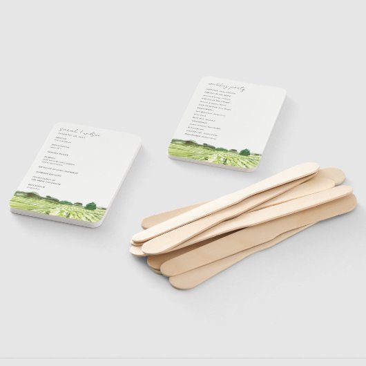 Waterverf Green Winery Vineyard Wedding Programme Handwaaier (Niet-gemonteerd)