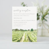 Waterverf Green Winery Vineyard Wedding Reception Informatiekaartje (Staand voorkant)