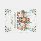 Waterverf Green Woodland Boy Boy Nursery Fleece Deken (Voorkant (Horizontaal))