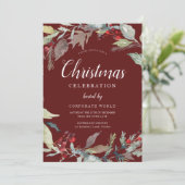 Waterverf Green Wreath Corporate Christmas Party Kaart (Staand voorkant)