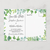 Waterverf Green Wreath Save the Date Aankondigingskaart (Achterkant)