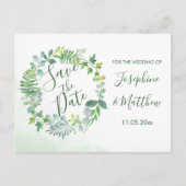 Waterverf Green Wreath Save the Date Aankondigingskaart (Voorkant)