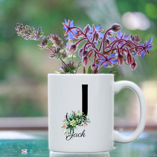 Waterverf greenerletter monogram koffie mok