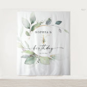 Waterverf Greenery 1st Birthday Backdrop Wandkleed (Voorkant)