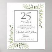 Waterverf Greenery 25th Jubileum Welkomstteken Poster (Voorkant)